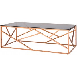 Журнальный стол Арт Деко 120x60, розовое золото, smoke